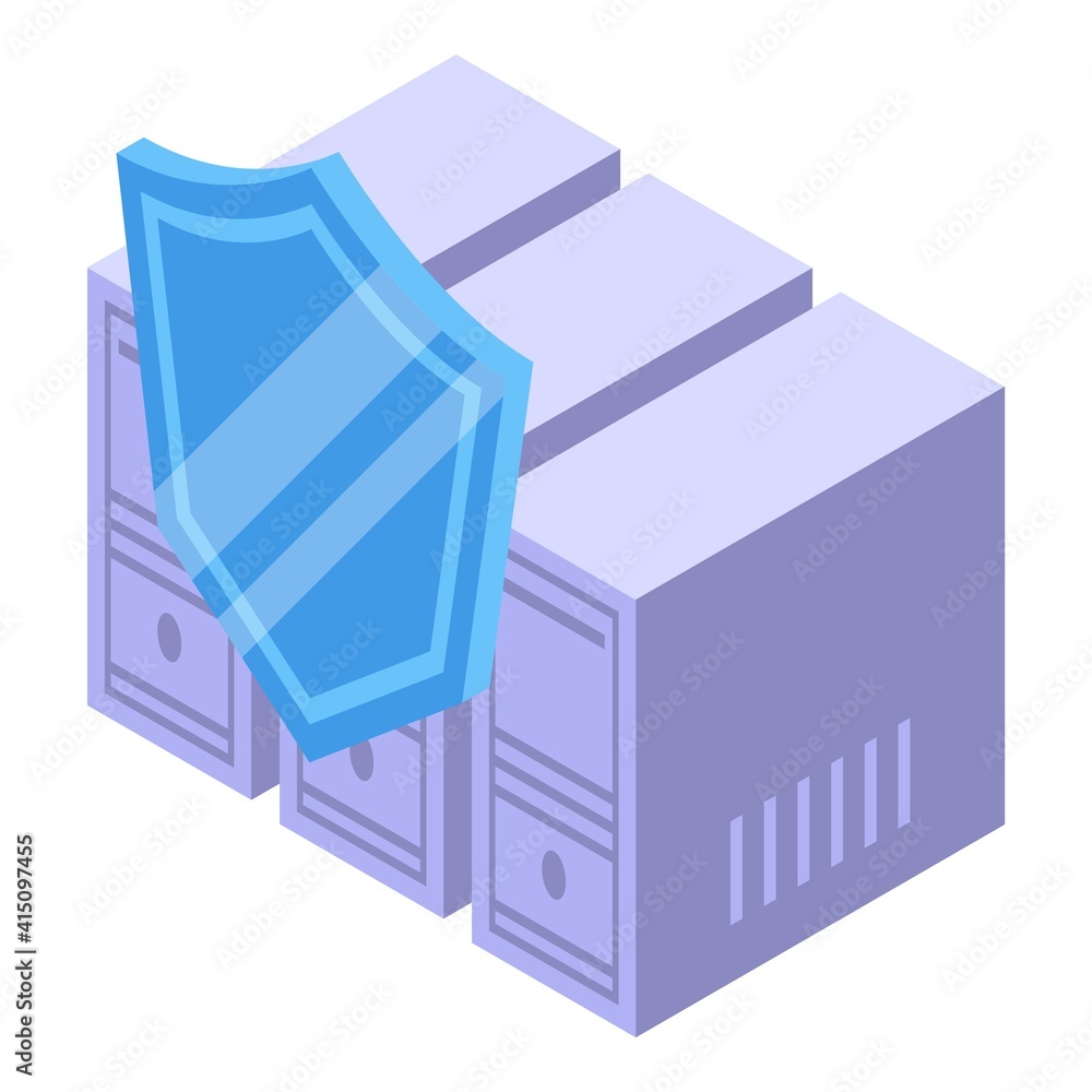 Poster customer database computers icon. isometric of customer database computers vector icon for web desig