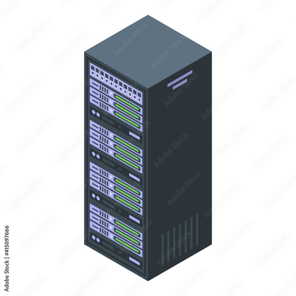 Poster customer database server infrastructure icon. isometric of customer database server infrastructure v