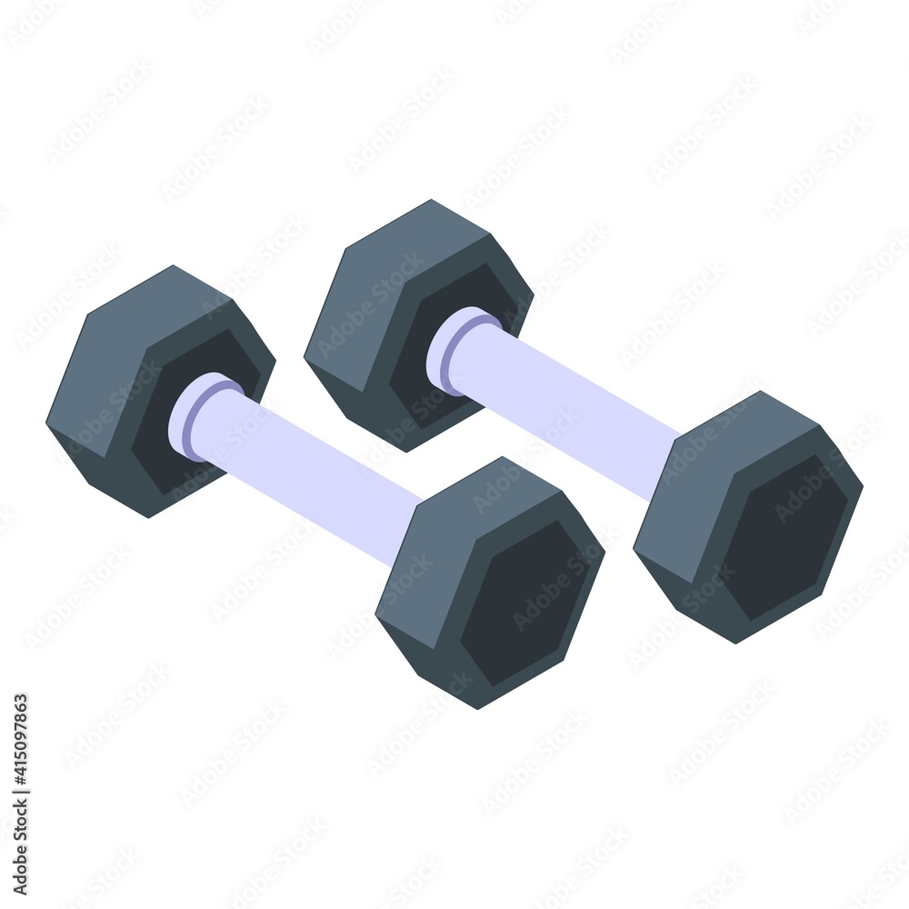 Poster dumbbells icon. isometric of dumbbells vector icon for web design isolated on white background