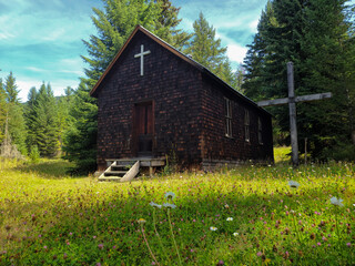 Old 1900s Wooden Rural Farm Church