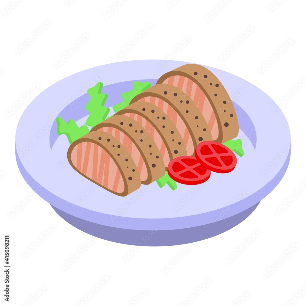 Poster garnish with meat icon. isometric of garnish with meat vector icon for web design isolated on white 