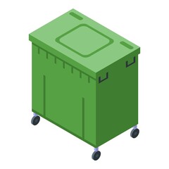 Green dumpster icon. Isometric of green dumpster vector icon for web design isolated on white background