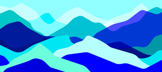 Multicolor mountains, translucent waves, abstract color glass shapes, modern background, vector design Illustration for you project