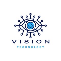 eye vision technology digital logo vector icon illustration