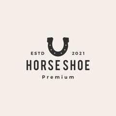 horse shoe u letter hipster vintage logo vector icon illustration