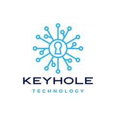 key hole security technology digital logo vector icon illustration