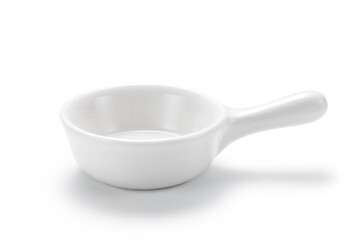 White ceramic dish isolated on white background.