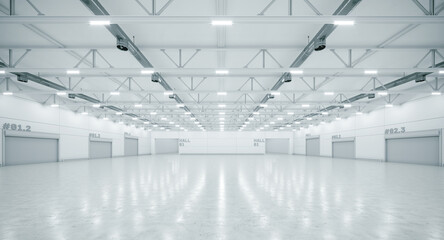 Fototapeta premium 3D render of empty exhibition space. backdrop for exhibitions and events. Tile floor. Marketing mock up.