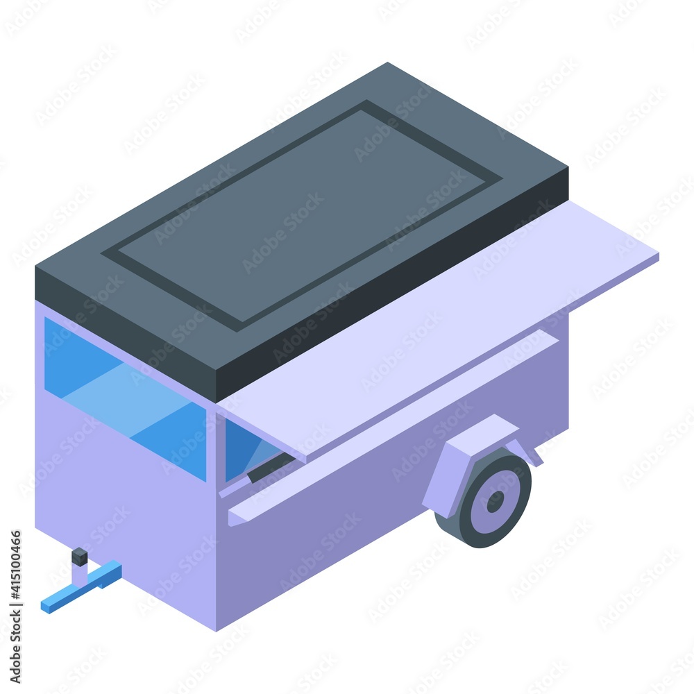 Poster trailer with ice cream icon. isometric of trailer with ice cream vector icon for web design isolated