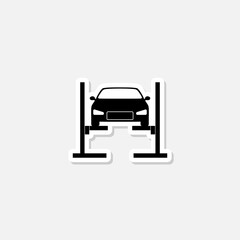 Car lift sticker icon isolated on white background