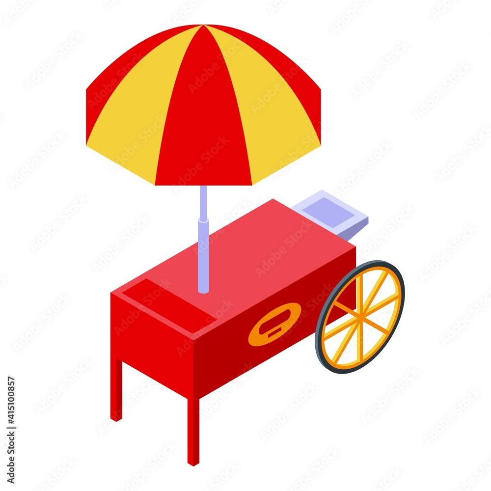 Poster cart with fast food icon. isometric of cart with fast food vector icon for web design isolated on wh