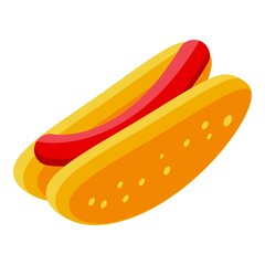 Hot dog icon. Isometric of hot dog vector icon for web design isolated on white background