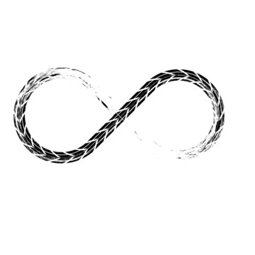 Infinity symbol . Looped Vector Print Textured Tire Track .Grunge Design Element . Bike thread silhouette