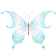 A butterfly with translucent wings. A beautiful insect. Vector illustration isolated on white background