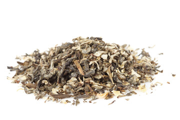 Jasmine oolong Chinese tea  isolated on white