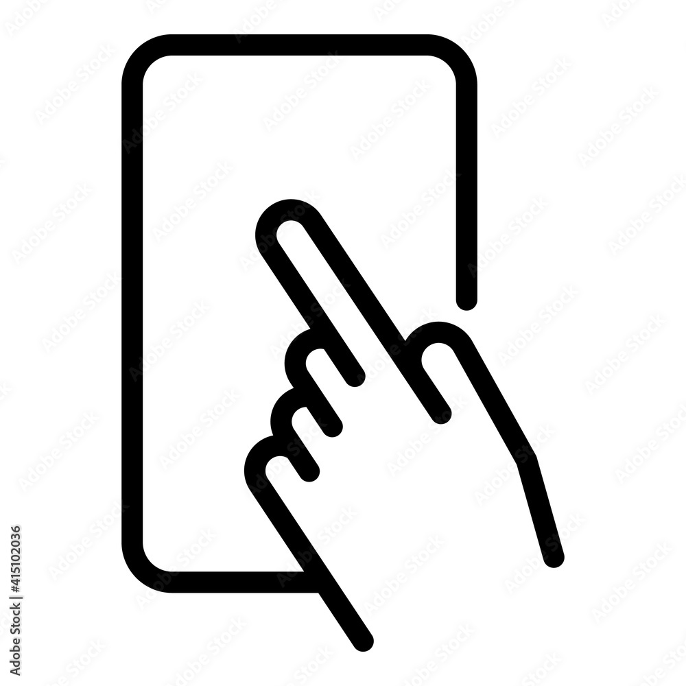 Poster tapping on smartphone icon. outline tapping on smartphone vector icon for web design isolated on whi
