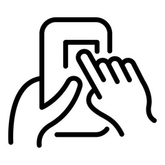 Messenger on smartphone icon. Outline messenger on smartphone vector icon for web design isolated on white background