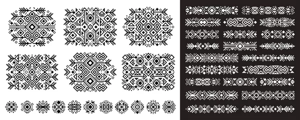 Fotobehang Navajo elements set in boho style on white and black. Abstract Aztec elements. National tribal pattern. Logo, symbol and background.  © Pictulandra