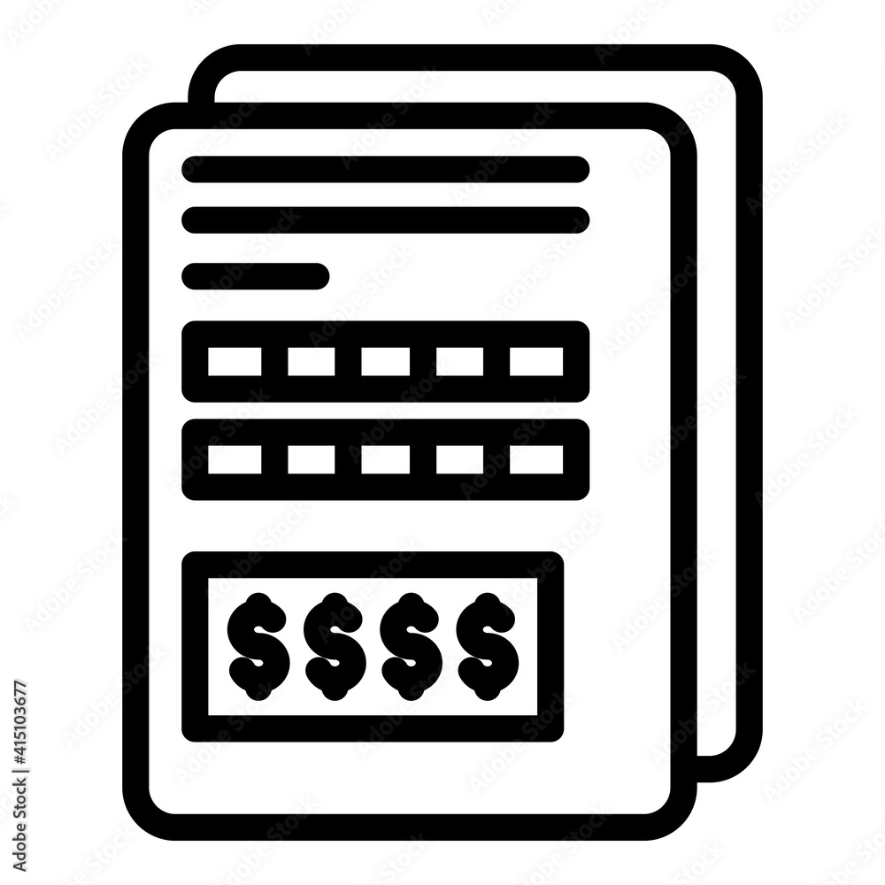 Poster financial document icon. outline financial document vector icon for web design isolated on white bac