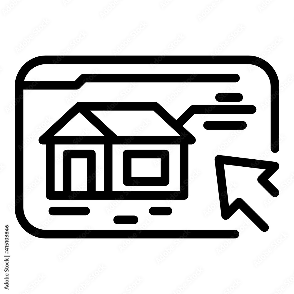 Poster online selection home icon. outline online selection home vector icon for web design isolated on whi