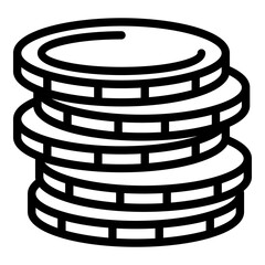 Coins icon. Outline coins vector icon for web design isolated on white background