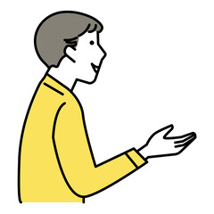 会話をする男性　上半身　一人　2