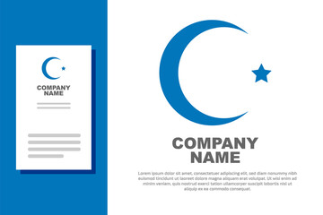 Blue Star and crescent - symbol of Islam icon isolated on white background. Religion symbol. Logo design template element. Vector.