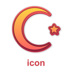 Gold Star and crescent - symbol of Islam icon isolated on white background. Religion symbol. Vector.