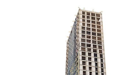 Residential high-rise building under construction. Unfinished house on a construction site with cranes. © Николай Батаев