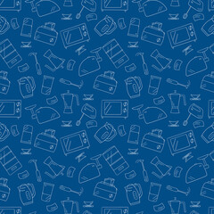 Linear contours of kitchen appliances. Seamless vector pattern Linear contours of kitchen appliances. Seamless vector pattern for your design, wallpaper, packaging