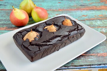 Pear Chocolate Cake. Homemade Loaf Cake