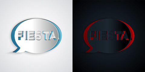 Paper cut Fiesta icon isolated on grey and black background. Paper art style. Vector.