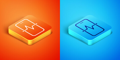 Isometric Phone repair service icon isolated on orange and blue background. Adjusting, service, setting, maintenance, repair, fixing. Vector.