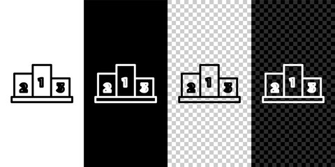 Set line Award over sports winner podium icon isolated on black and white,transparent background. Vector.