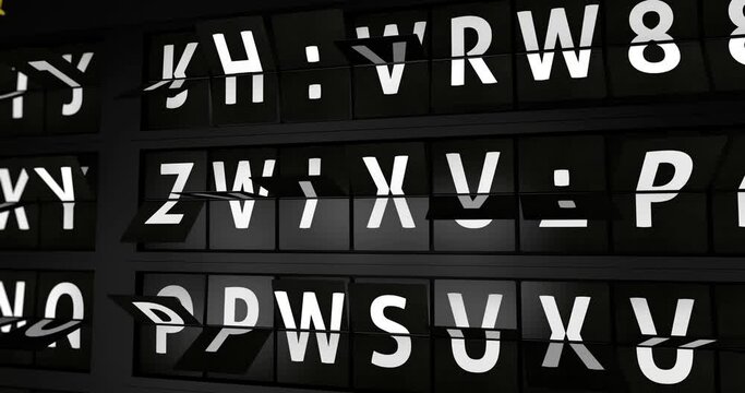 3D generated animation, analog flight information display board with the arrival city of Austin Texas, 4 different animations