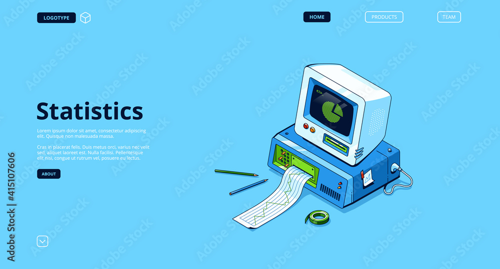 Poster statistics banner. analysis and research information, data report with infographic charts. vector la