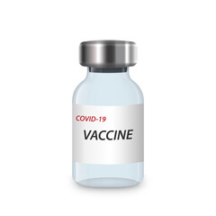 3d Realistic Bottle isolated. Coronavirus Vaccine injection vial