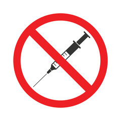 no syringe icon, anti vaccination symbol.