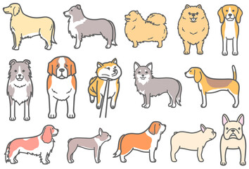 ポメラニアンなどの犬のイラスト