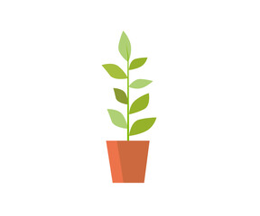 Office tree (flower) in a pot. Interior, home comfort. Vector icon.