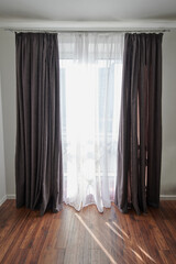 Half open dark curtains