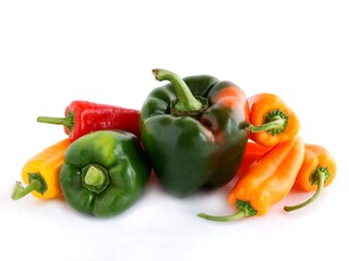 multicolor fruits of sweet pepper vegetable close up