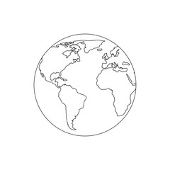 Globe Earth line icon, sign on white background