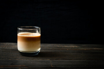 glass of latte coffee, coffee with milk
