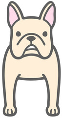 正面を向いたフレンチブルドッグのイラスト