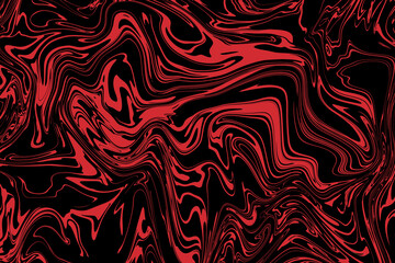Abstract dynamic pattern in black and red colors. Abstract red elements shimmer with a black fluid motif. Water-based design decorative effects. For textiles, wallpapers, backgrounds, covers, packagin