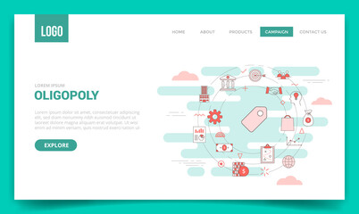 Fototapeta na wymiar oligopoly concept with circle icon for website template or landing page banner homepage outline style