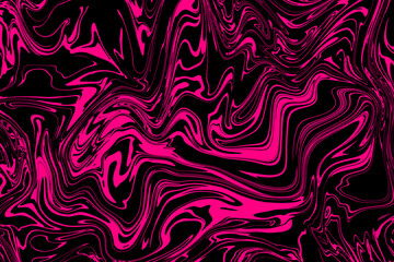 Abstract dynamic pattern in black and pink colors. The pink elements shimmer with a liquid black pattern. Water-based decorative design effects. For textiles, wallpapers, backgrounds, covers, packagin