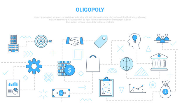 oligopoly concept with icon set template banner with modern blue color style
