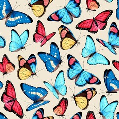 Vector pattern with high detailed tropic butterfly - 415113816